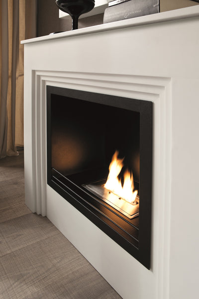 White CHALET floor-standing bioethanol fireplace