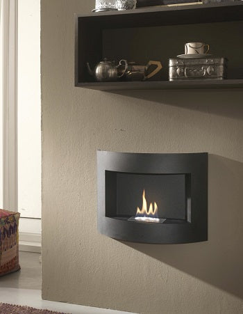 BURNIE black wall-mounted bioethanol fireplace