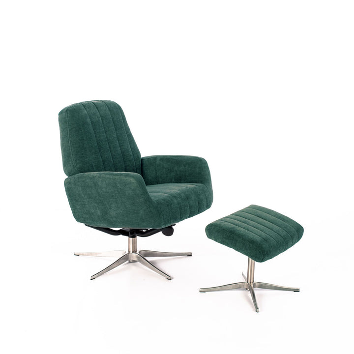 Poltrona reclinabile con pouf ASTRID verde petrolio