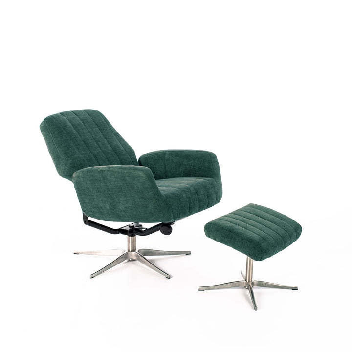 Poltrona reclinabile con pouf ASTRID verde petrolio