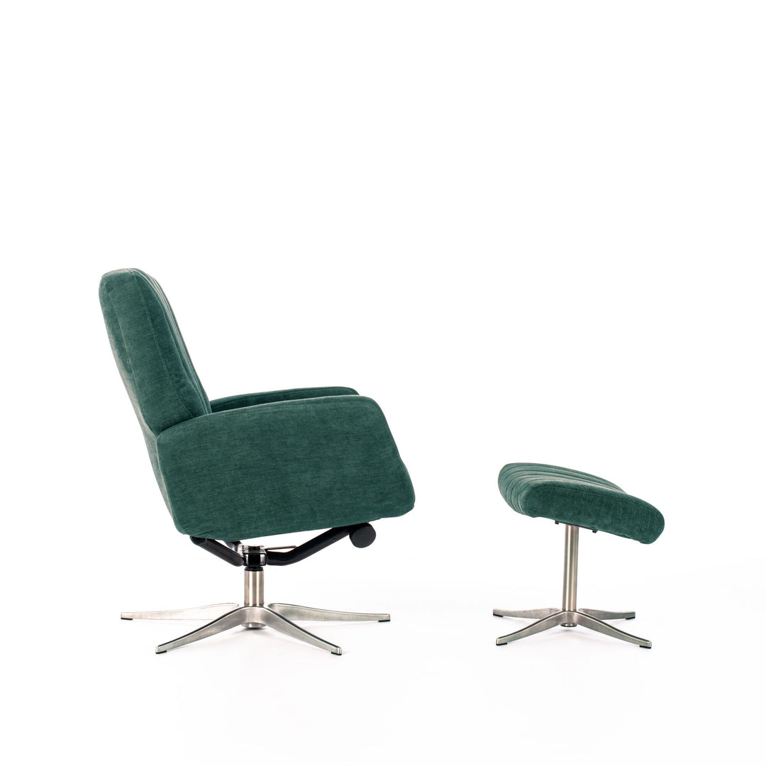 Poltrona reclinabile con pouf ASTRID verde petrolio