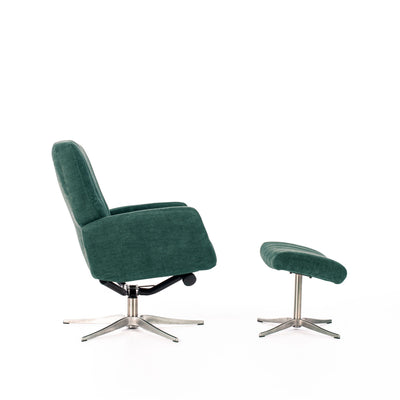 ASTRID petrol green reclining armchair with pouf