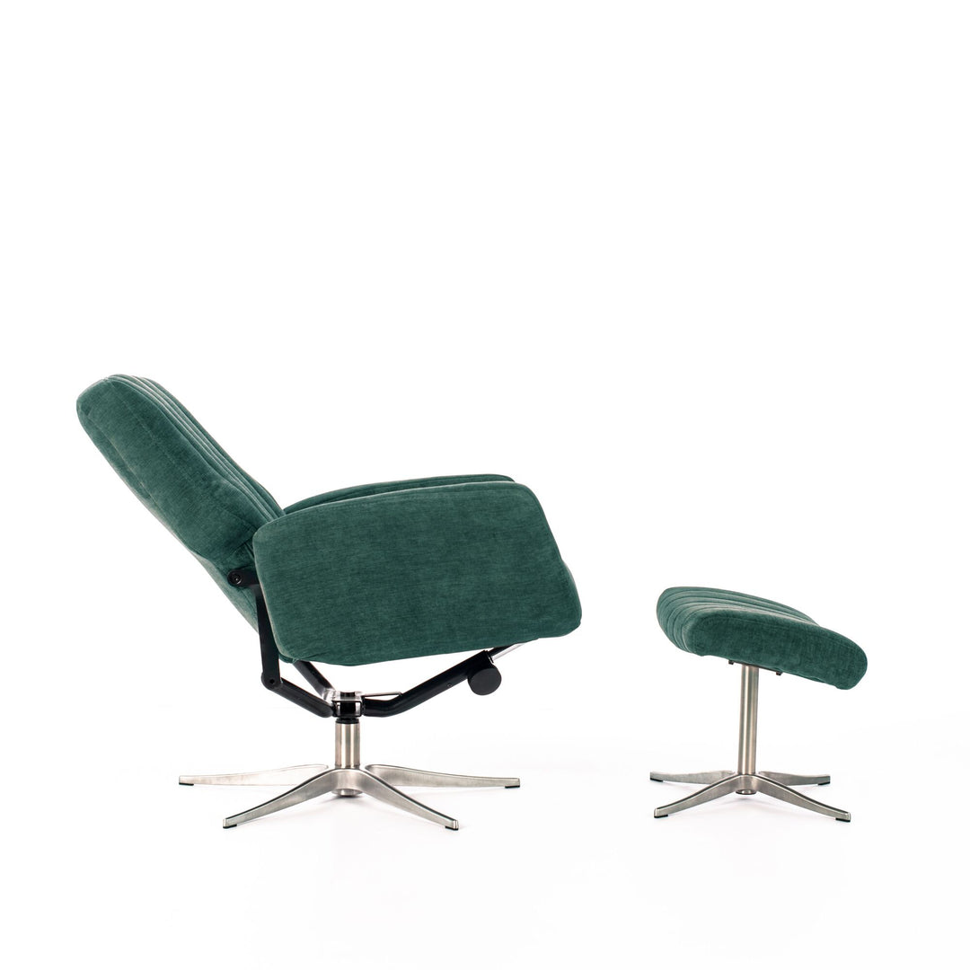 Poltrona reclinabile con pouf ASTRID verde petrolio