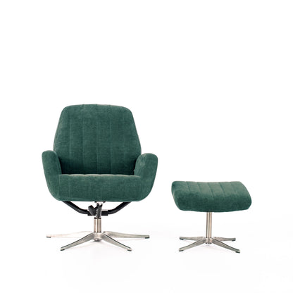 Poltrona reclinabile con pouf ASTRID verde petrolio
