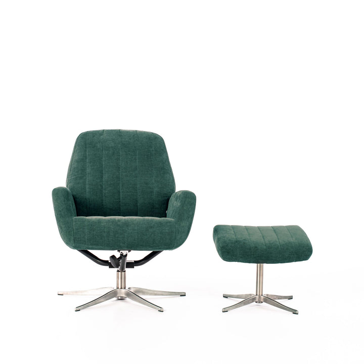 Poltrona reclinabile con pouf ASTRID verde petrolio