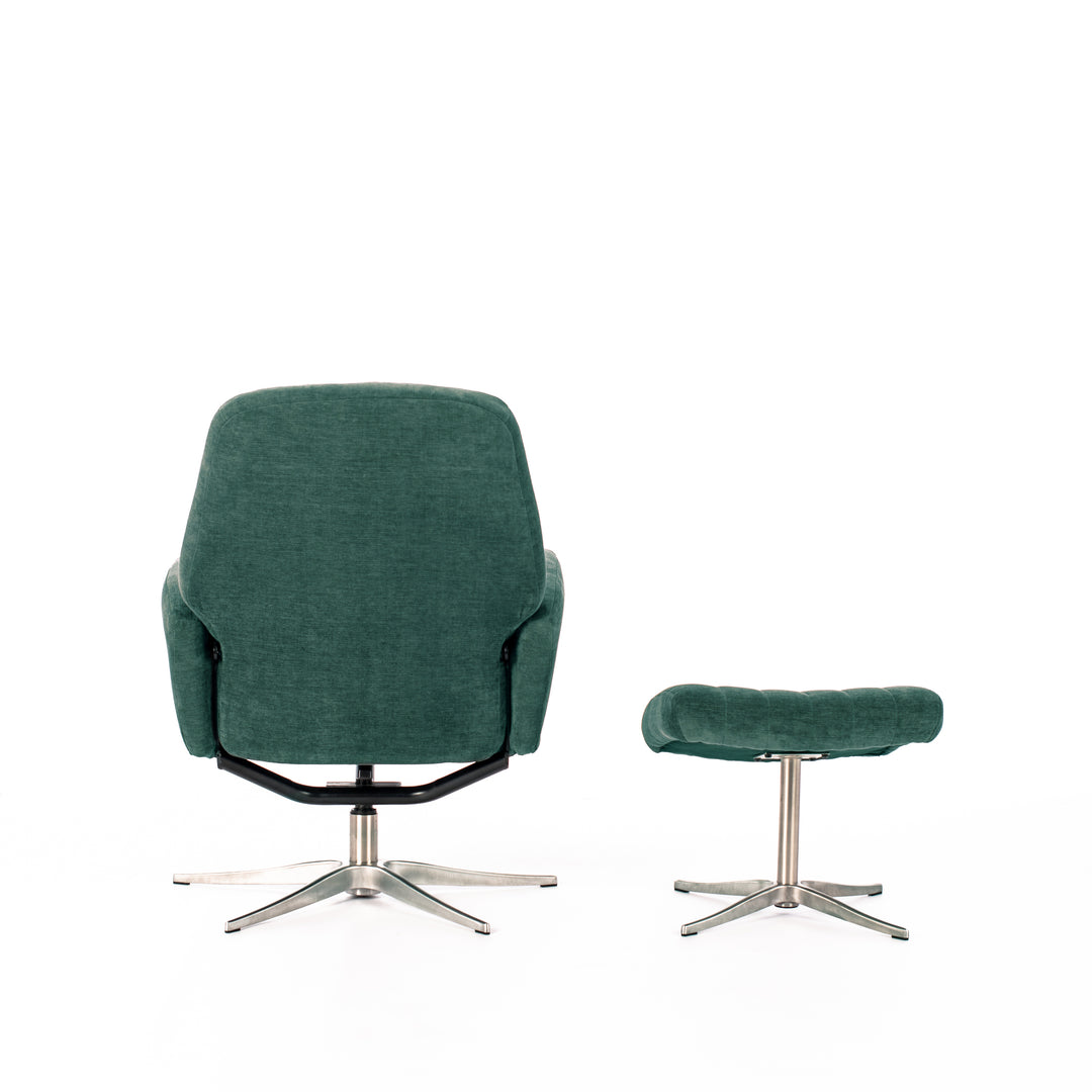 Poltrona reclinabile con pouf ASTRID verde petrolio