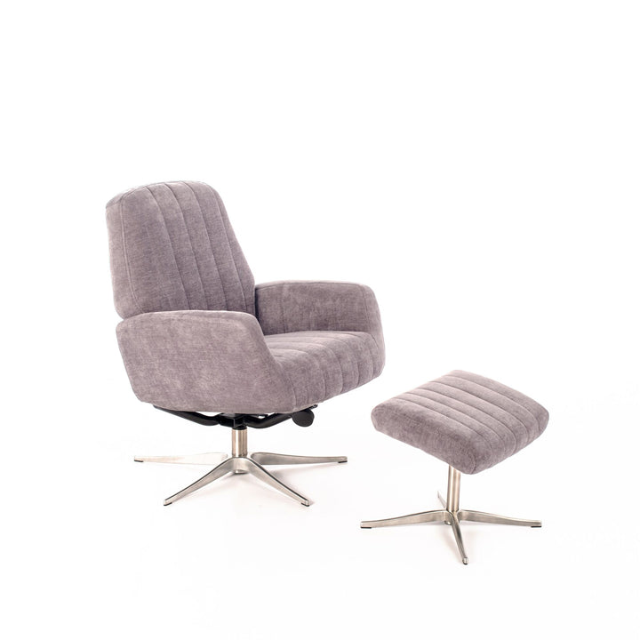 Poltrona reclinabile con pouf ASTRID grigio chiaro