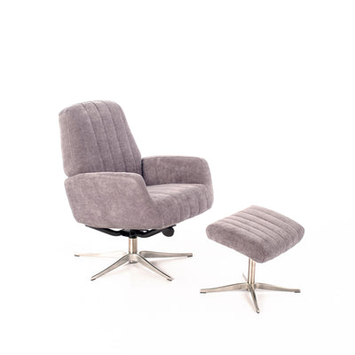 Reclining armchair with pouf ASTRID light grey