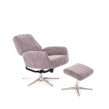 Liegesessel mit Pouf ASTRID hellgrau