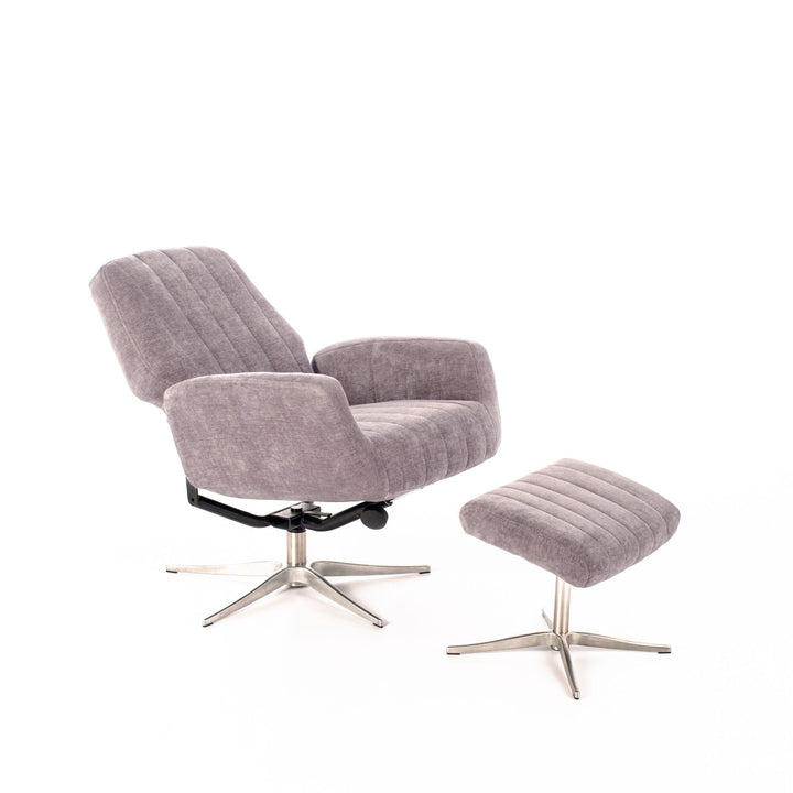 Poltrona reclinabile con pouf ASTRID grigio chiaro