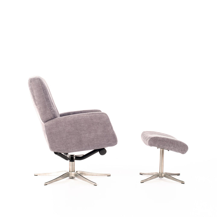Poltrona reclinabile con pouf ASTRID grigio chiaro