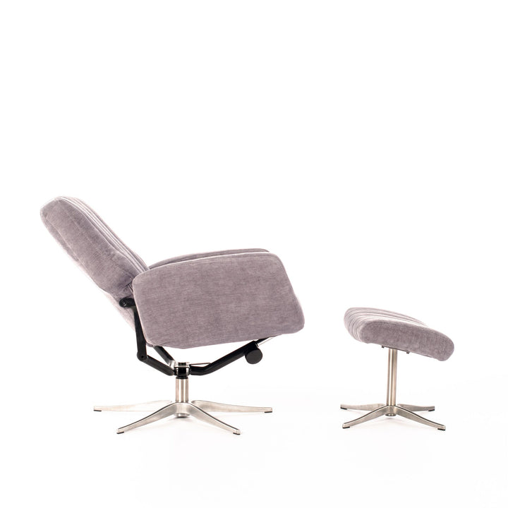 Poltrona reclinabile con pouf ASTRID grigio chiaro