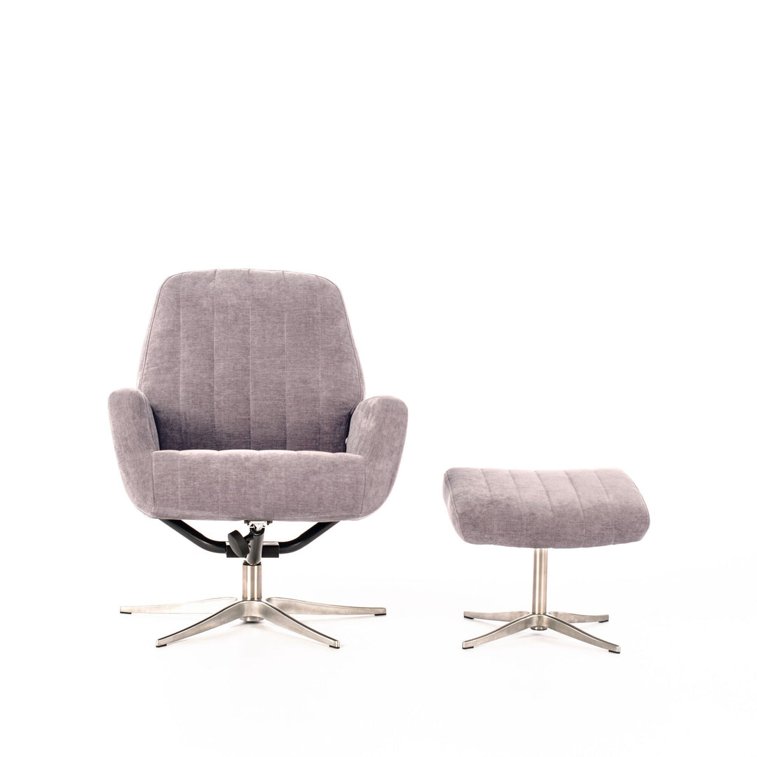 Poltrona reclinabile con pouf ASTRID grigio chiaro