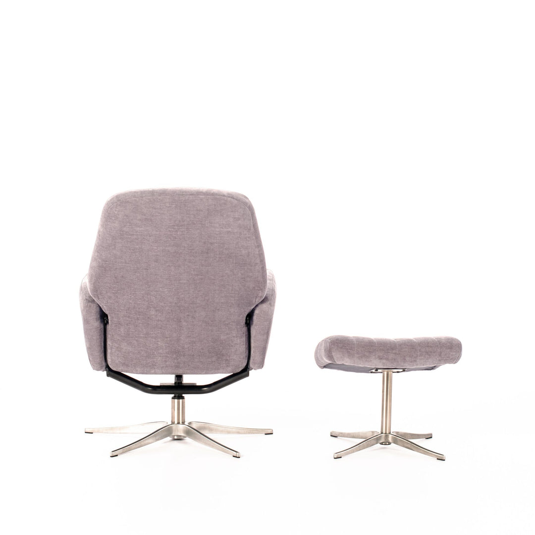 Poltrona reclinabile con pouf ASTRID grigio chiaro