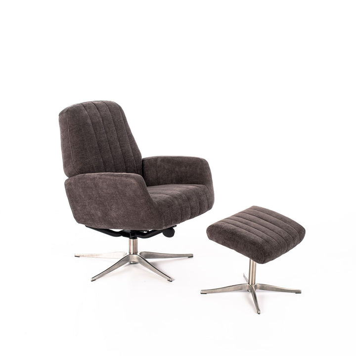 Poltrona reclinabile con pouf ASTRID grigio scuro