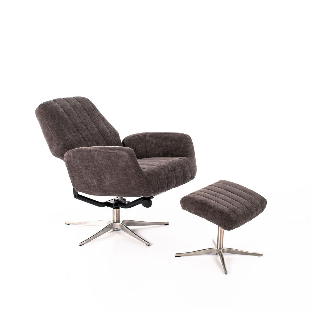 Poltrona reclinabile con pouf ASTRID grigio scuro