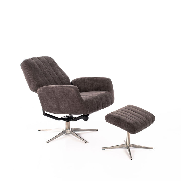 Poltrona reclinabile con pouf ASTRID grigio scuro