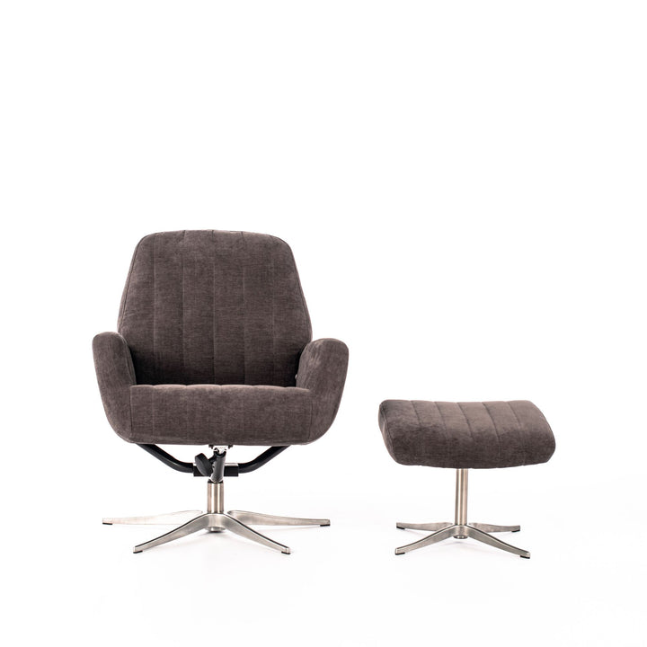 Poltrona reclinabile con pouf ASTRID grigio scuro
