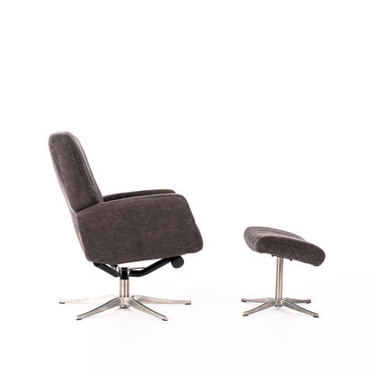 ASTRID dark gray reclining armchair with pouf