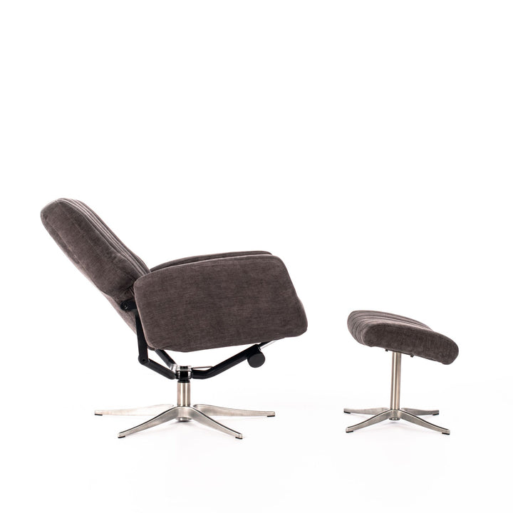 Poltrona reclinabile con pouf ASTRID grigio scuro