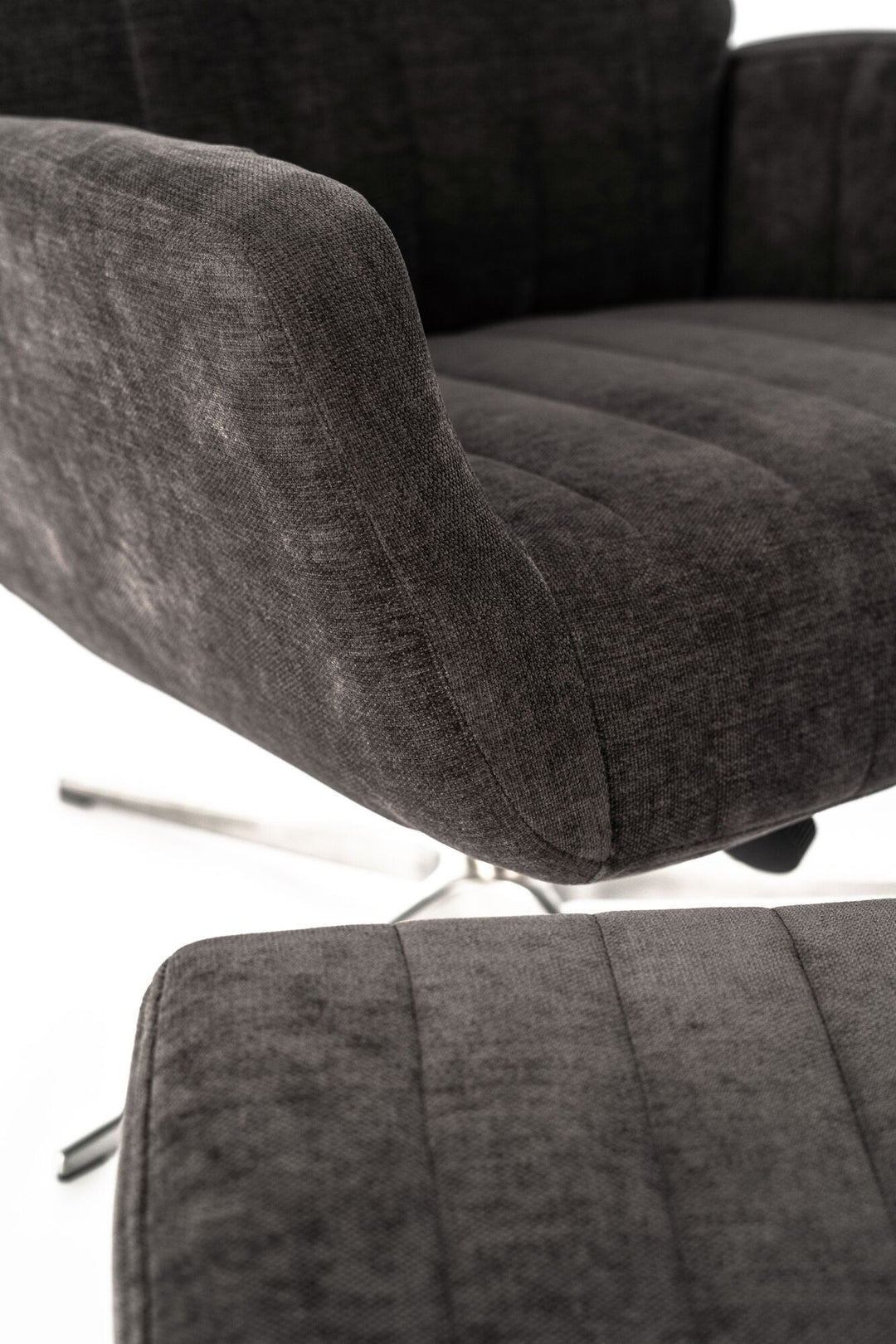 Poltrona reclinabile con pouf ASTRID grigio scuro