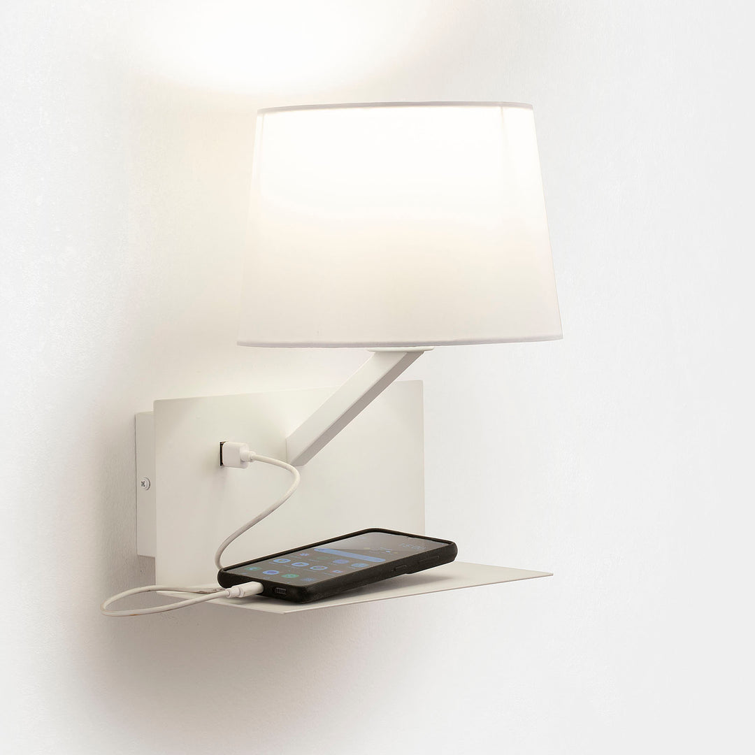 White KAARO wall light with USB