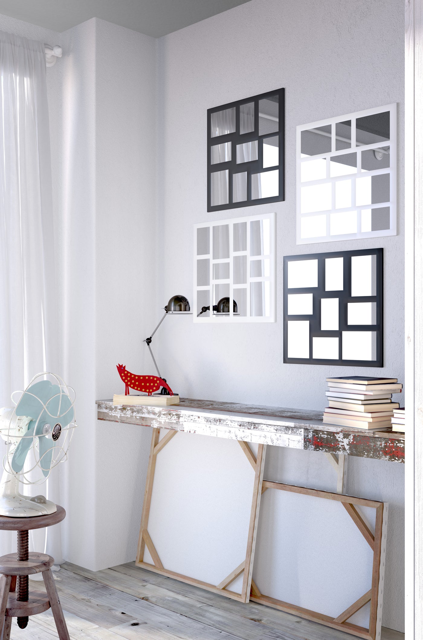 White PUZZLE wall mirror