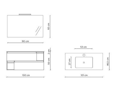 Composizione 4 pezzi ZANTE rovere miele 100 cm