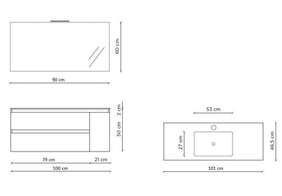 Composizione 4 pezzi FLAM miele 100 cm