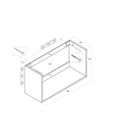 Composizione 4 pezzi FLAM miele 100 cm