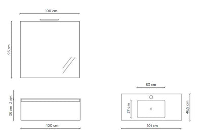 Composizione 4 pezzi PERTH bianco 100 cm