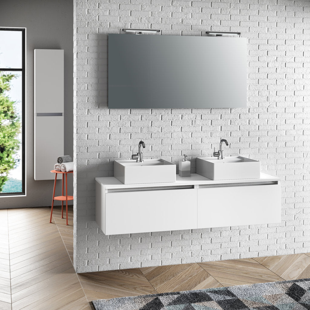 Double washbasin composition 8 pieces PERTH white