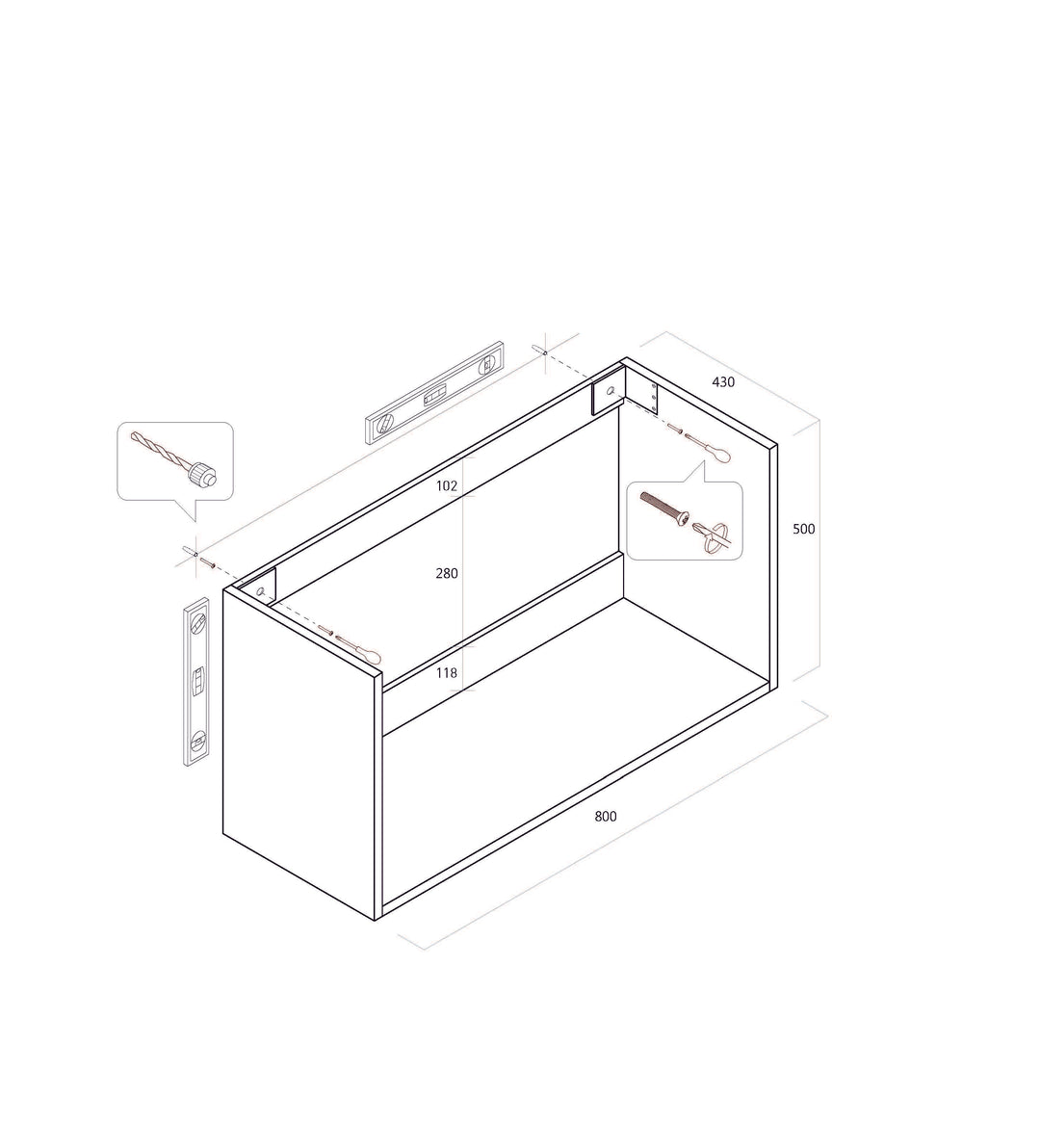 4-teilige Komposition MALMO glänzend weiß 80 cm
