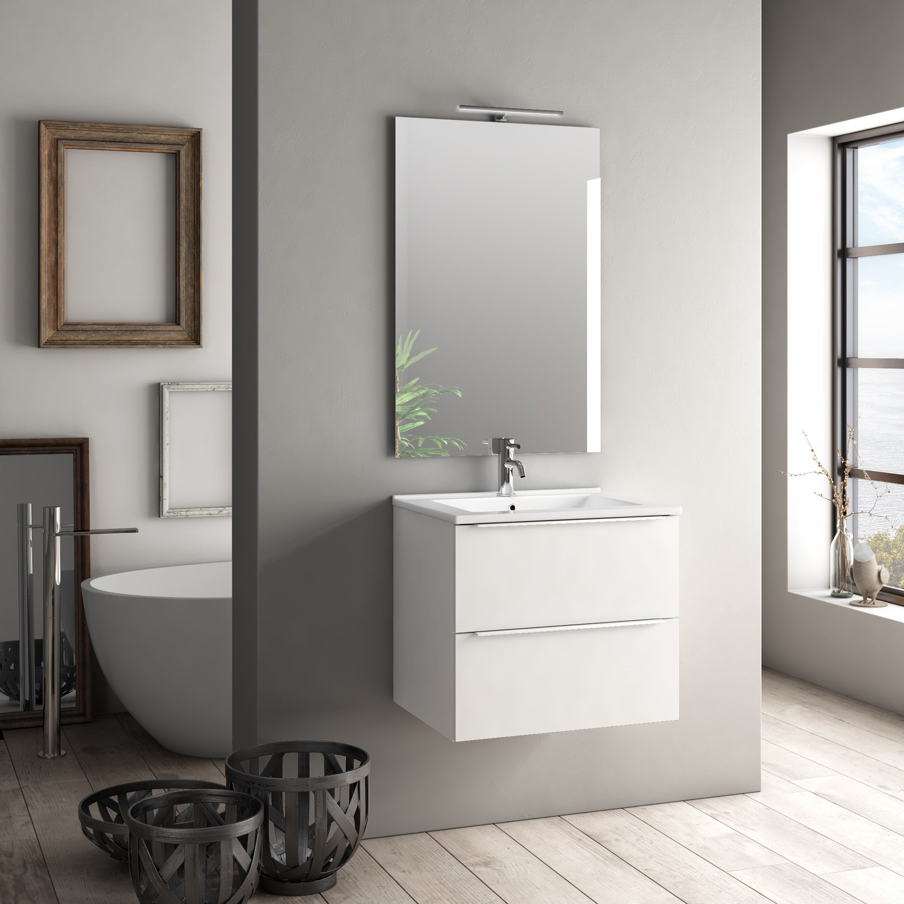 Composizione 4 pezzi MALMO bianco lucido 60 cm – TFT Home Furniture