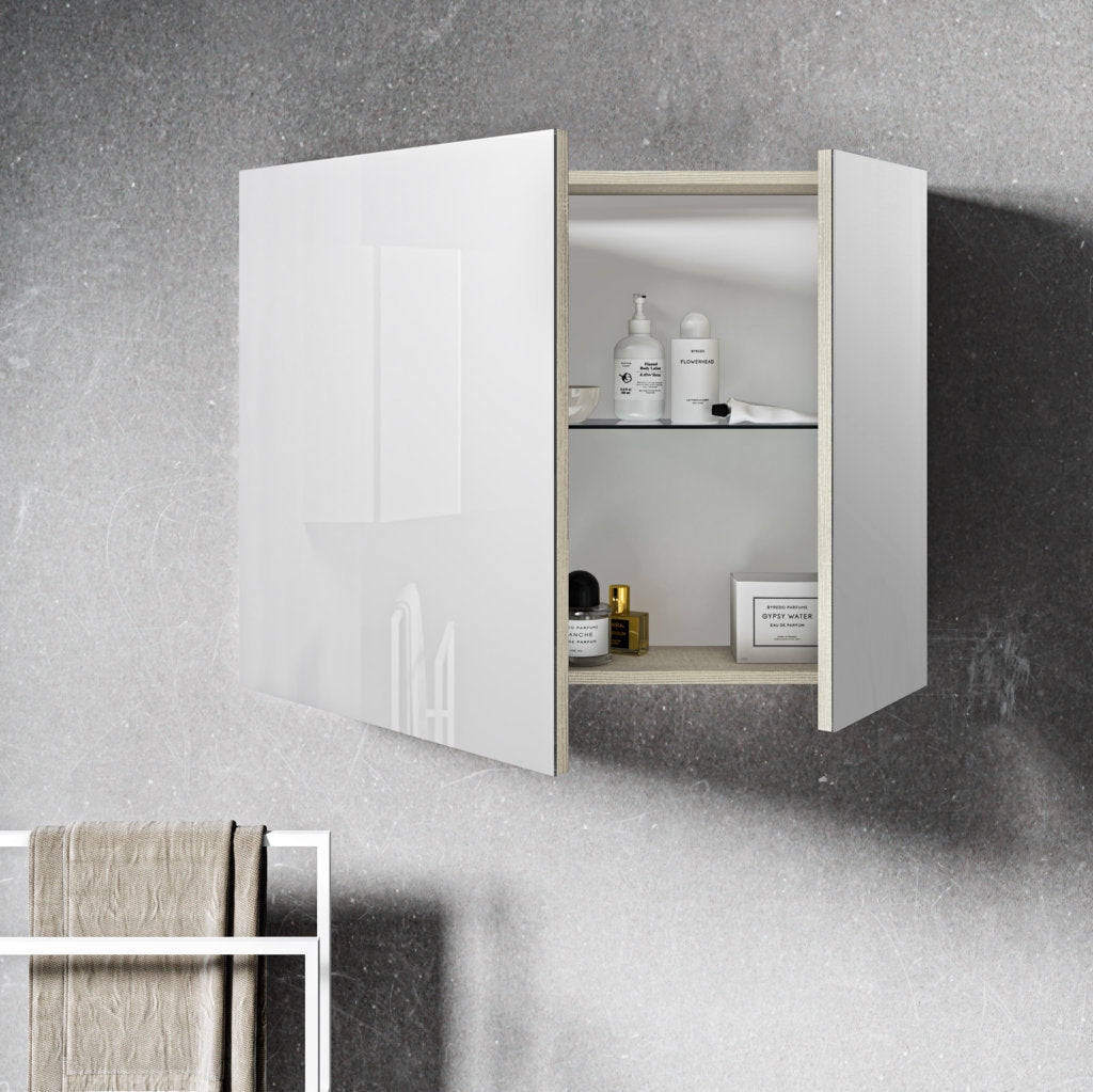 Mirror Container 2 doors MALMO-S glossy white