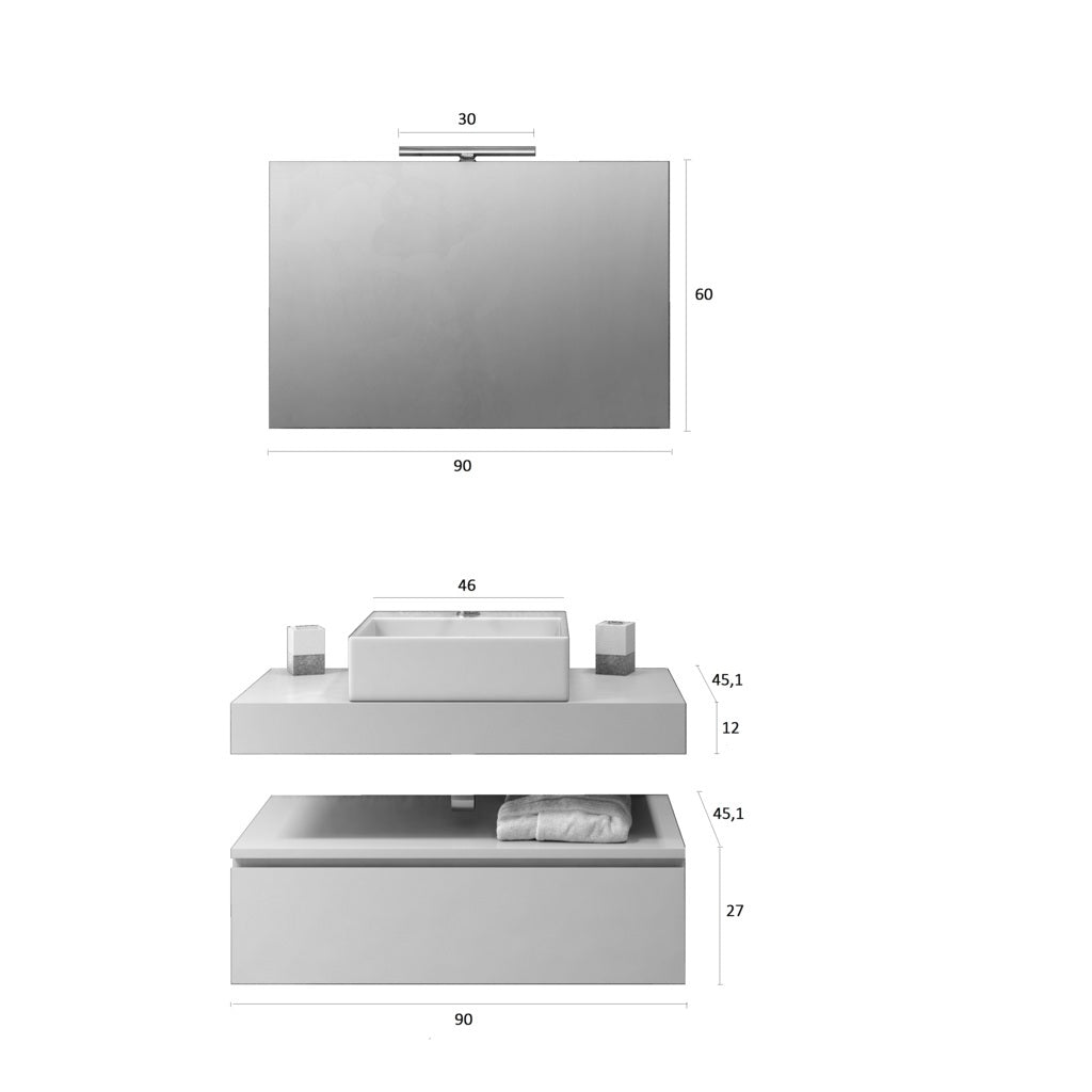 Composition 5 pieces YOKA oak/white 90cm