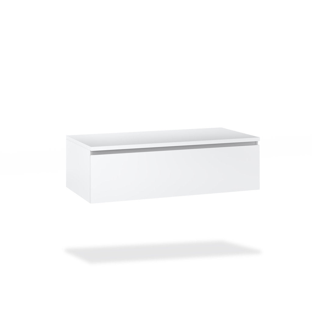 Matt white YOKA base with top 1 drawer 90 cm