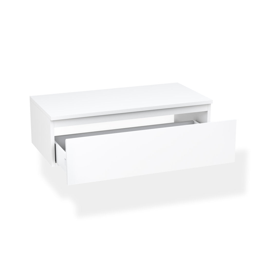 Matt white YOKA base with top 1 drawer 90 cm