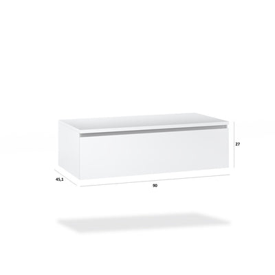 Matt white YOKA base with top 1 drawer 90 cm