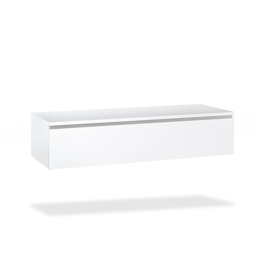 Matt white YOKA base with top 1 drawer 120 cm