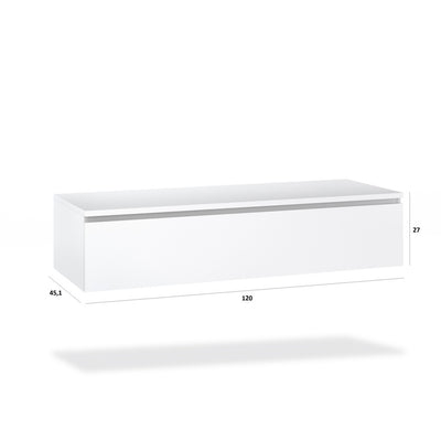 Matt white YOKA base with top 1 drawer 120 cm