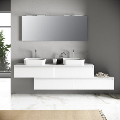 Composizione doppio lavabo 9 pezzi YOKA bianco lavabo rettangolare