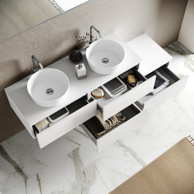 YOKA white 8-piece double washbasin composition