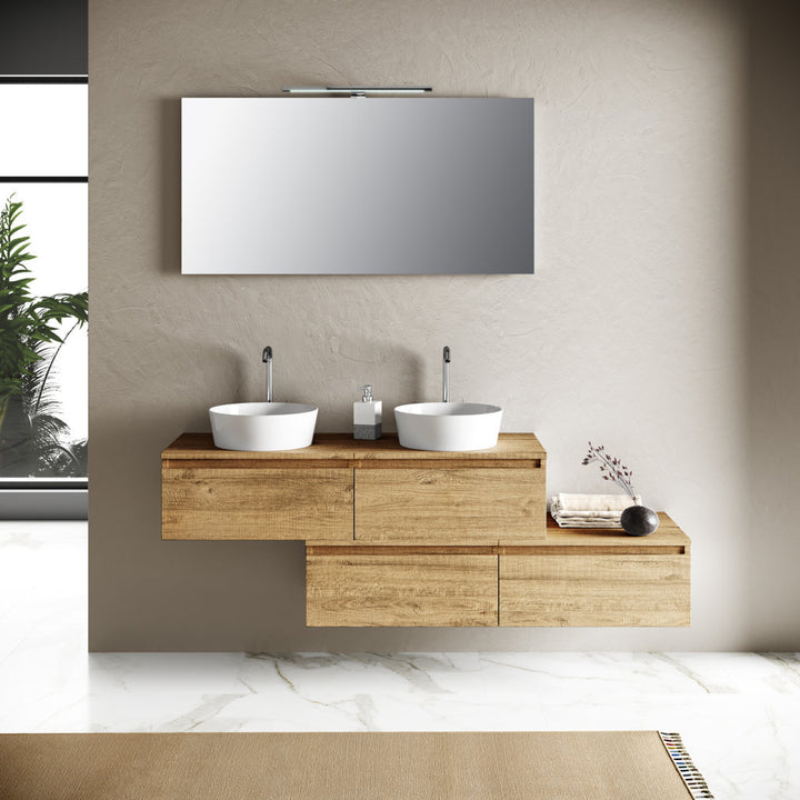 Double sink composition 8 pieces YOKA honey oak