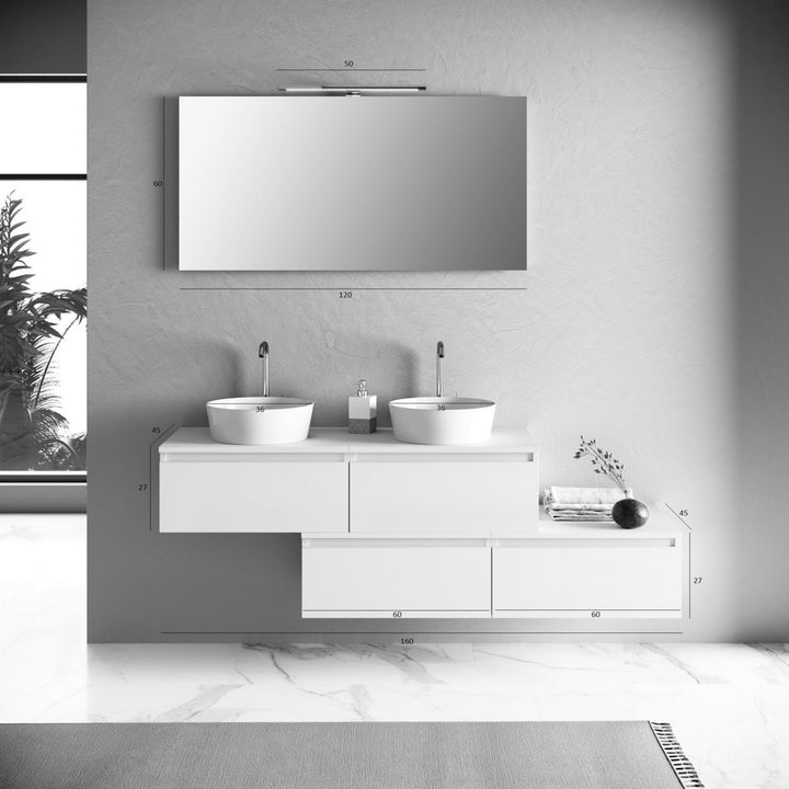 Double sink composition 8 pieces YOKA honey oak