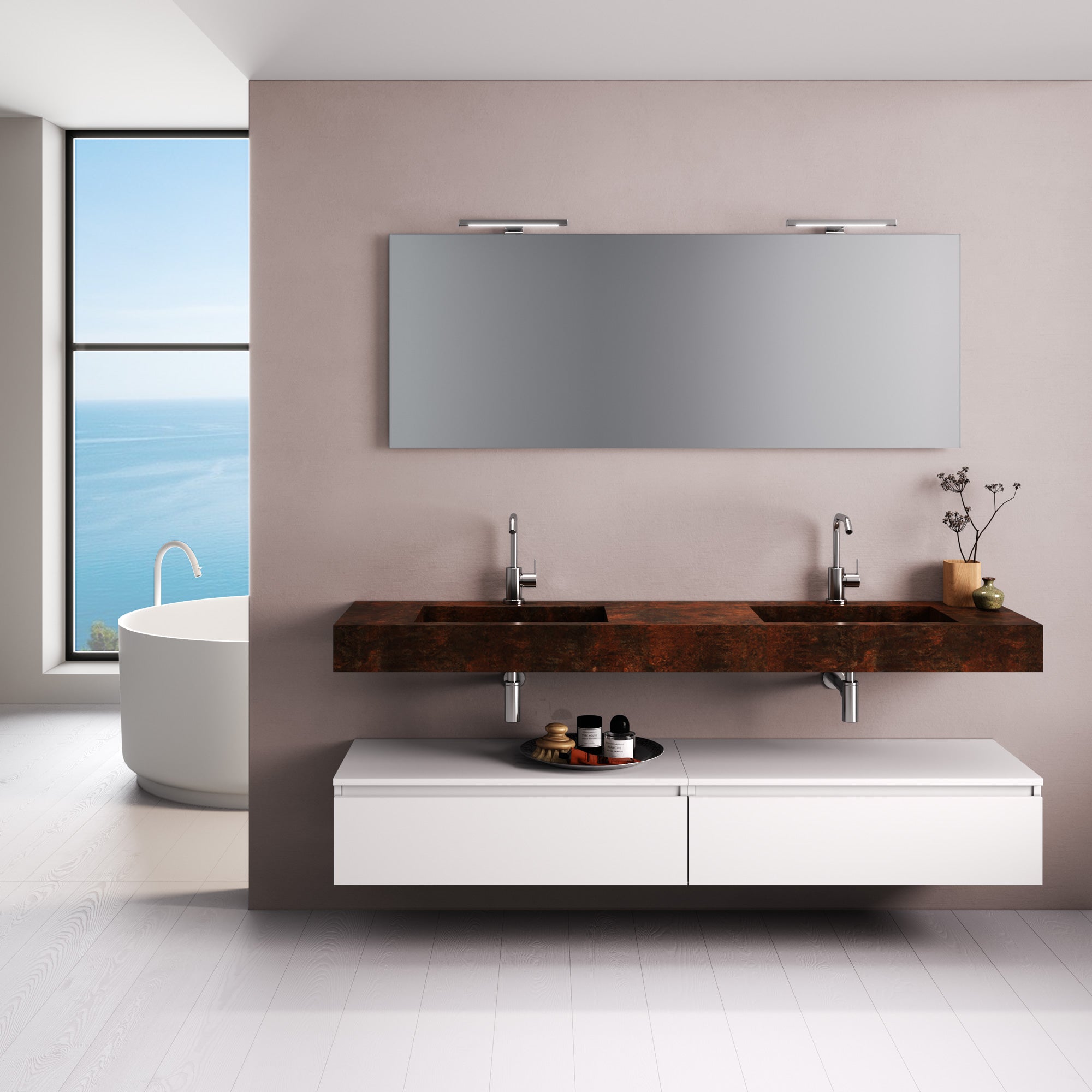 Composizione 7 pezzi YOKA corten/bianco