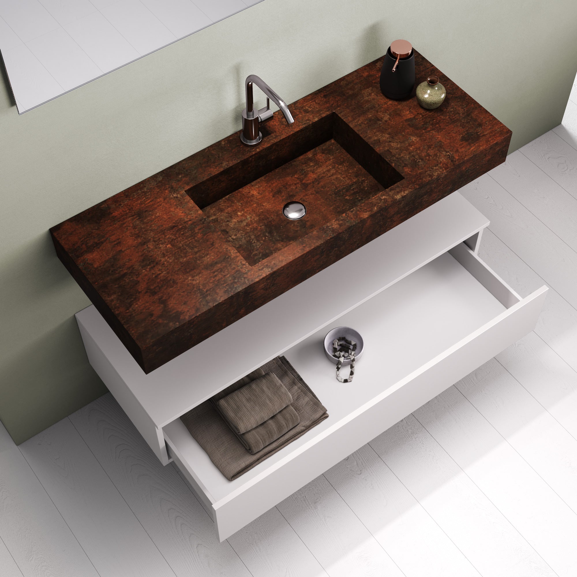 Composizione 5 pezzi YOKA corten/bianco