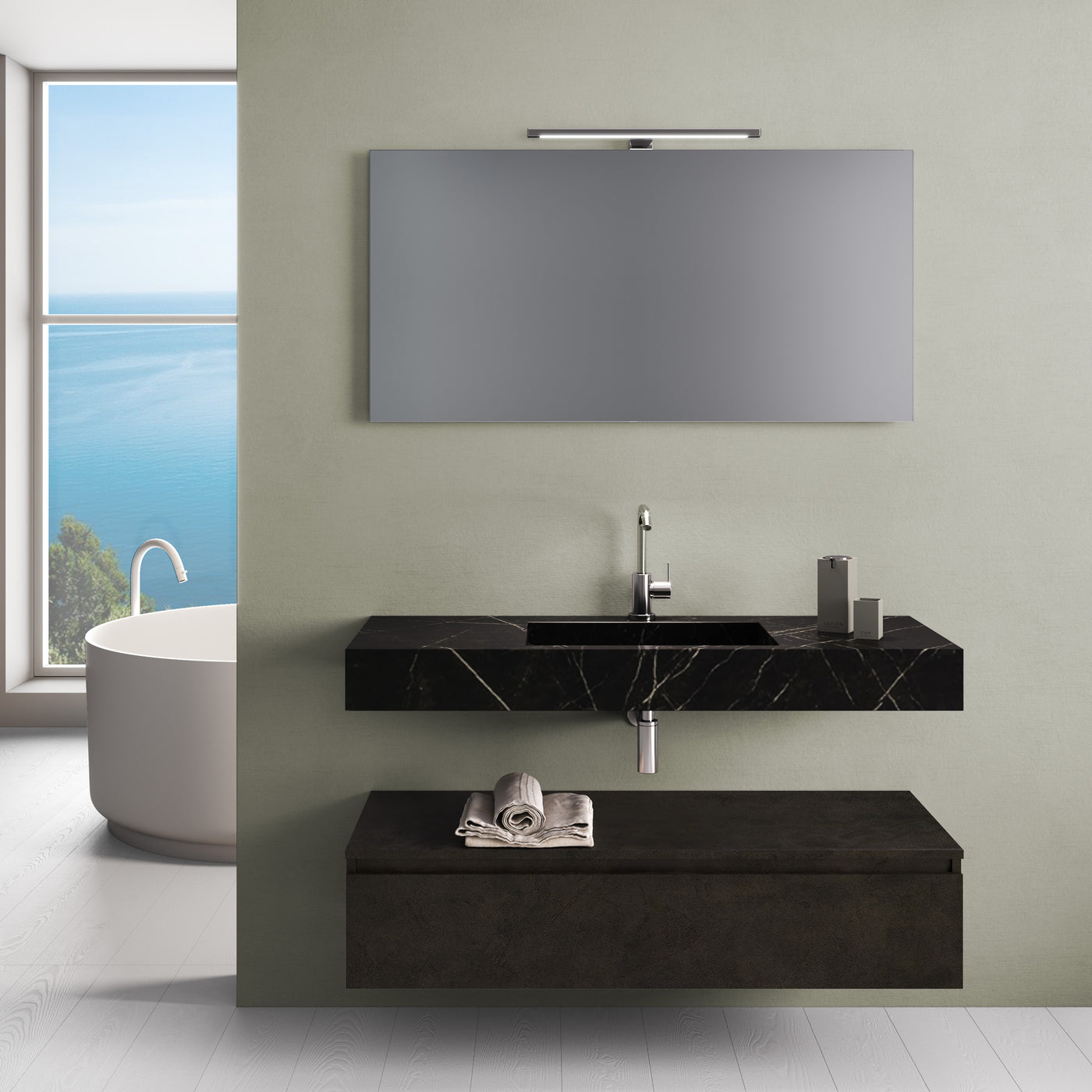 Composizione 5 pezzi YOKA nero grafite/ grigio mosaico